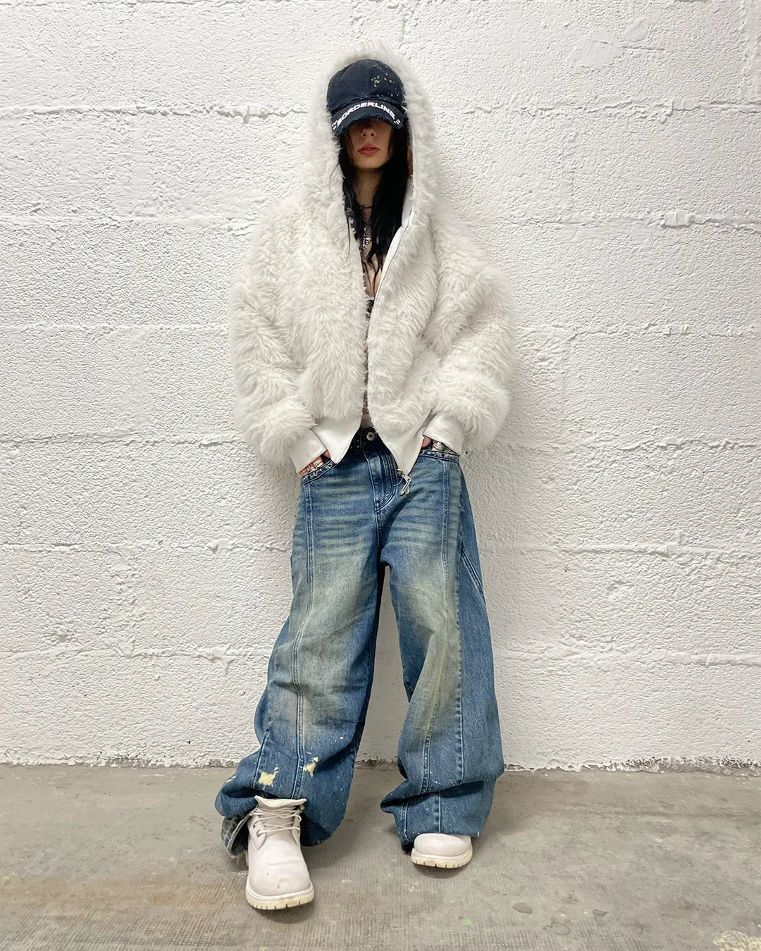 YETI FUR REVERSIBLE ZIP HOODIE JACKET