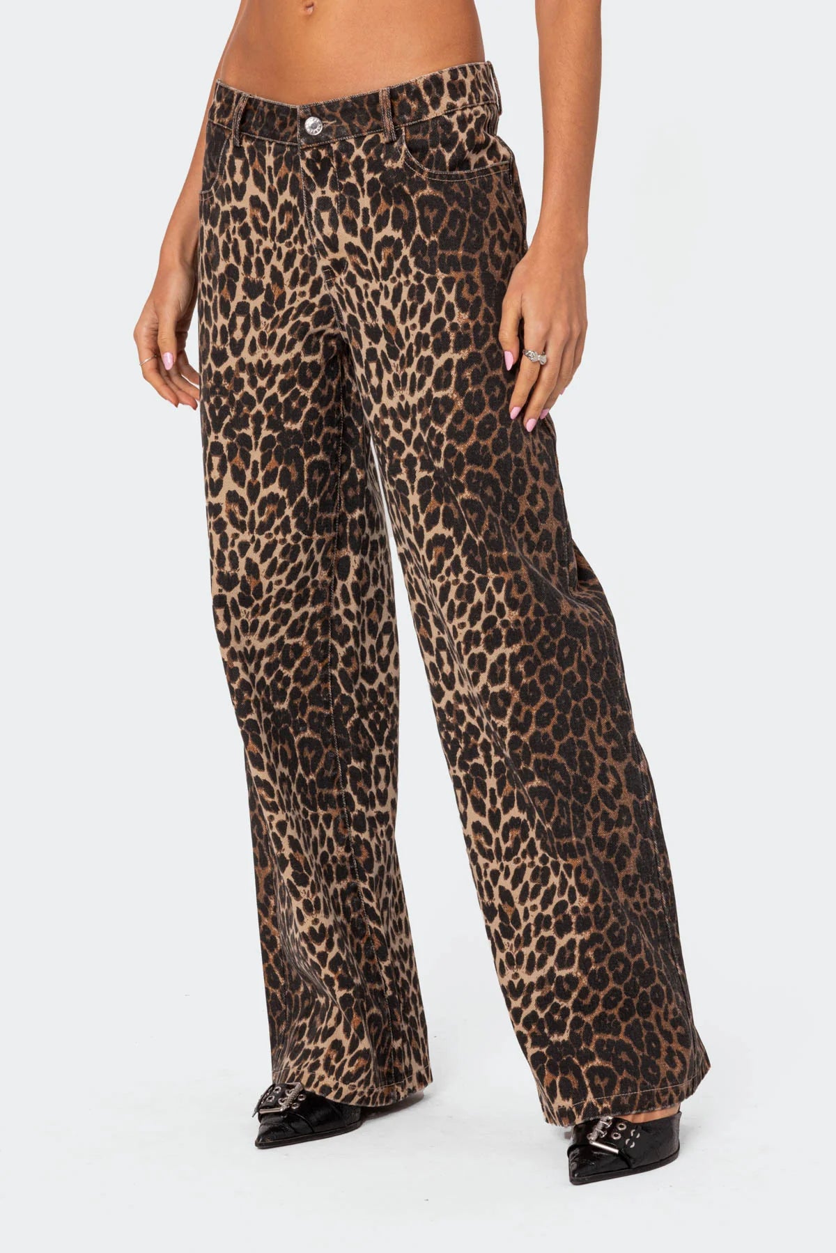 Leopard Printed Low Rise Jeans