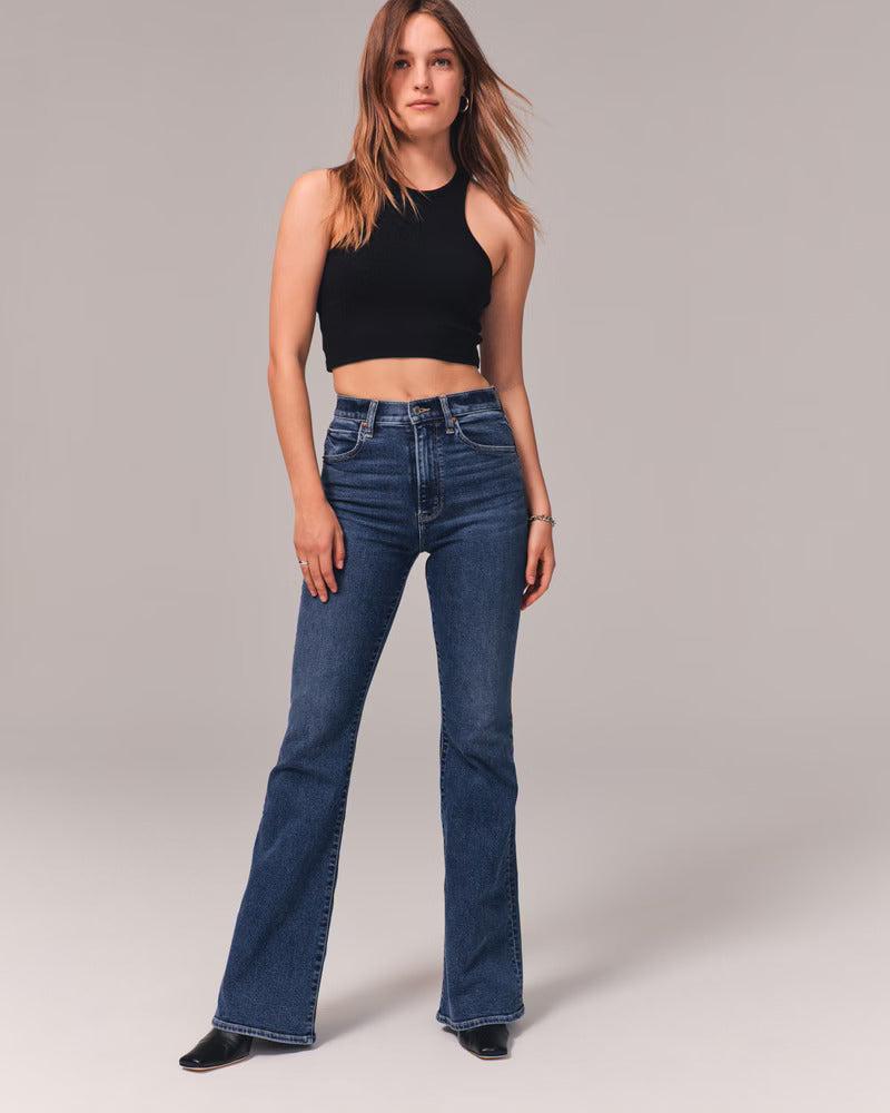 High Rise Stretch Flare Jeans