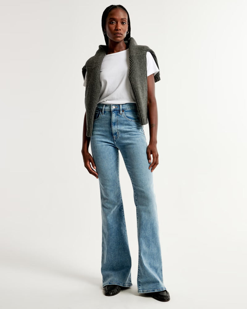 High Rise Stretch Flare Jeans