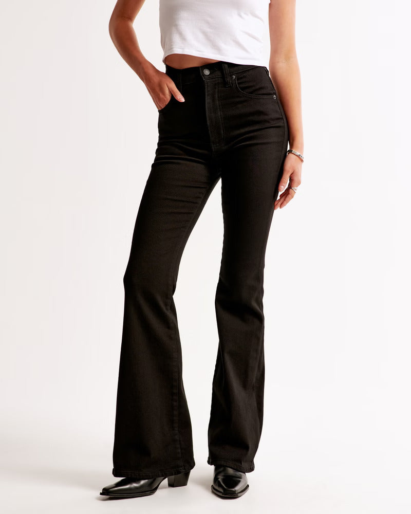 High Rise Stretch Flare Jeans