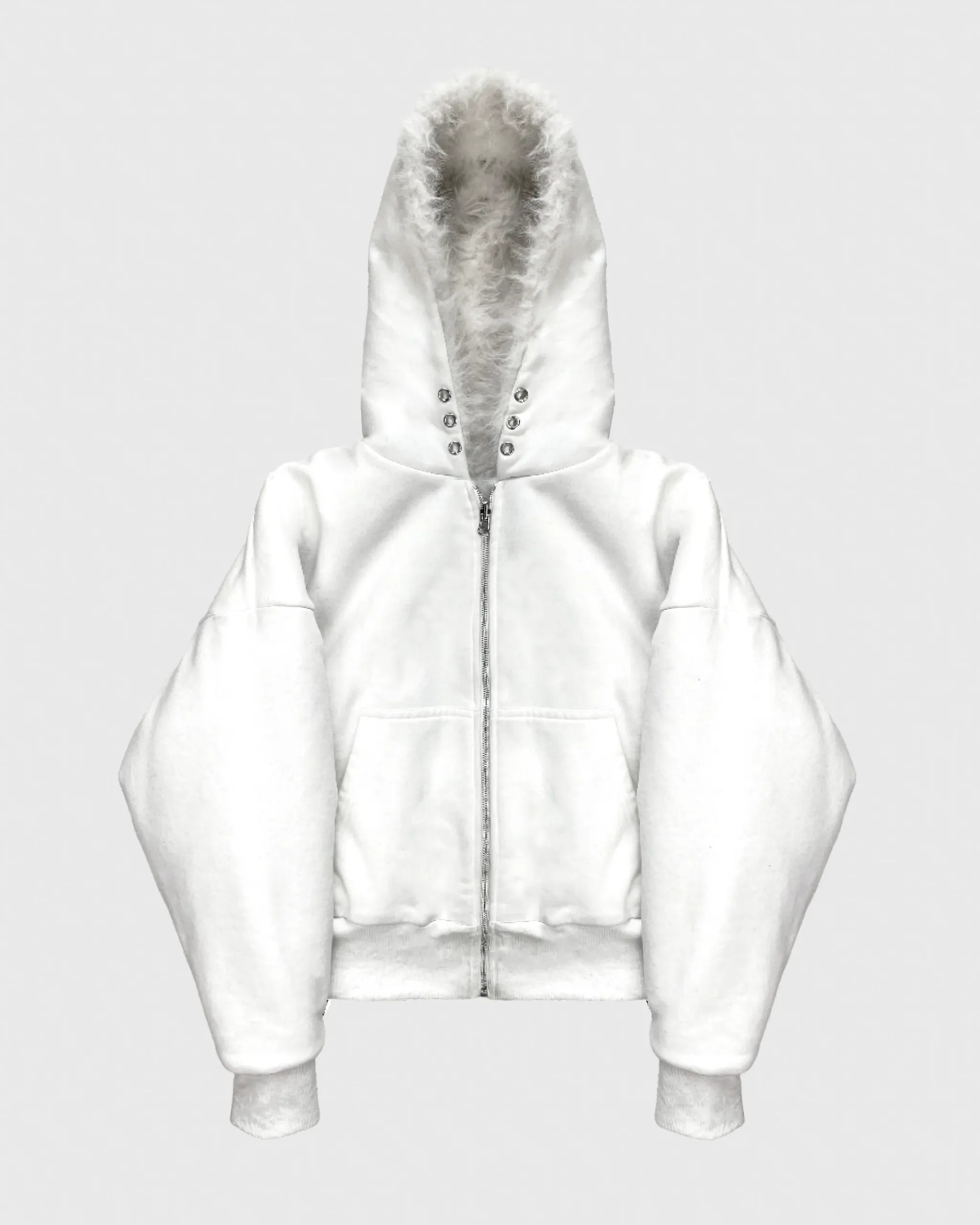 YETI FUR REVERSIBLE ZIP HOODIE JACKET